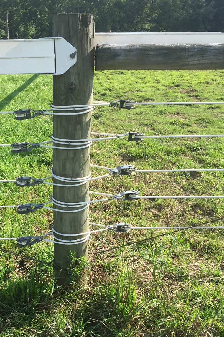 Corner post in tension fence