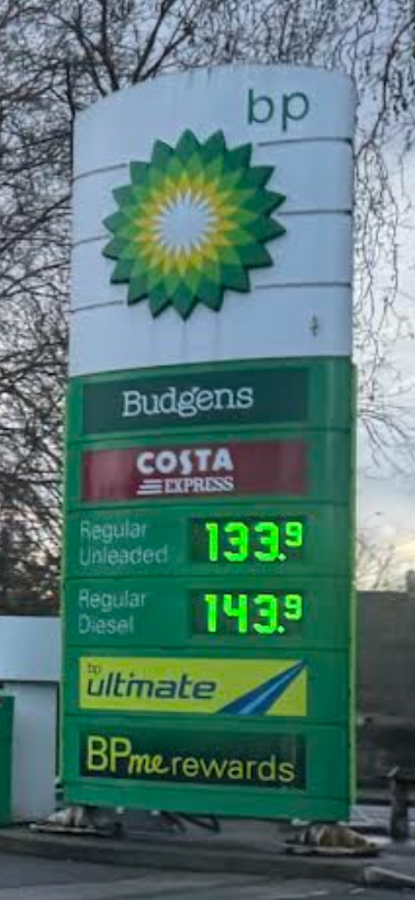 Pounds per Liter at BP near London