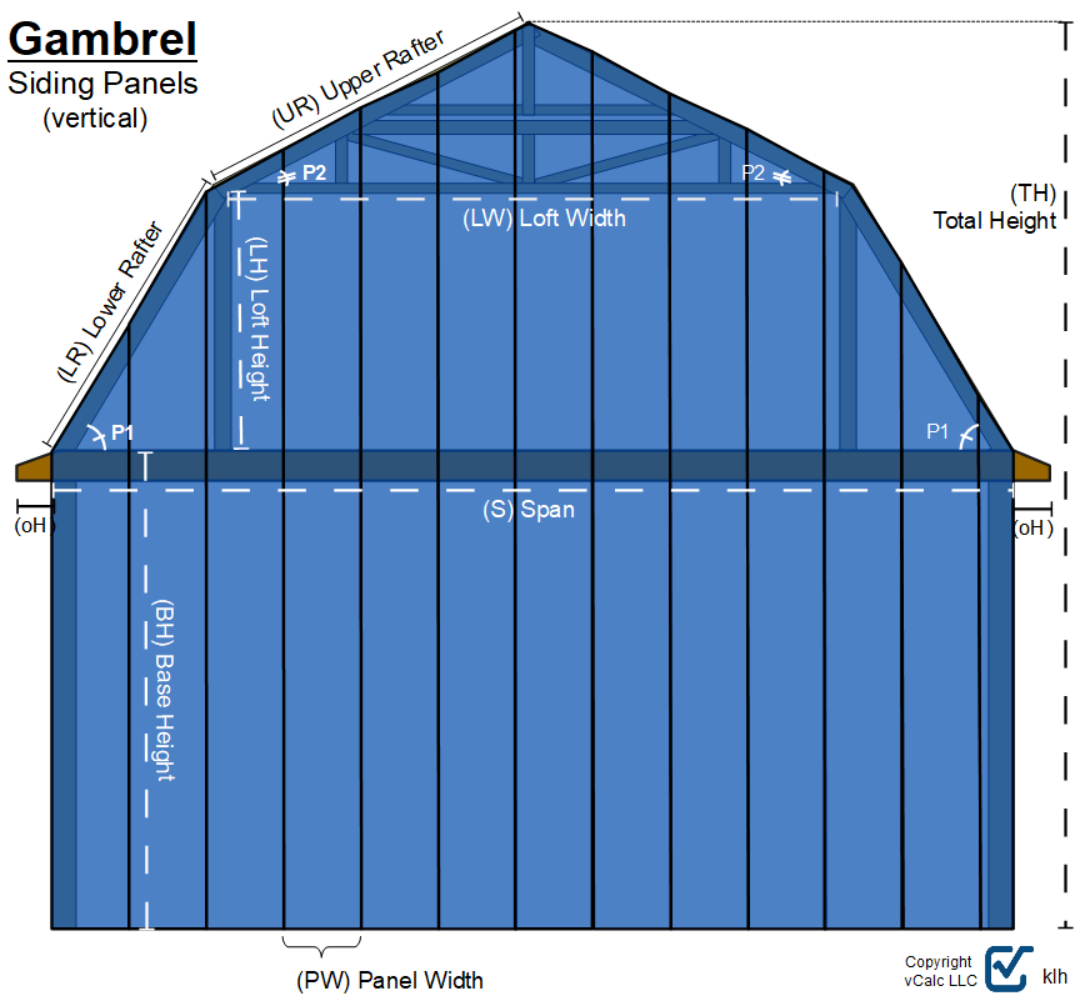 Gambrel wall with metal panels graphic