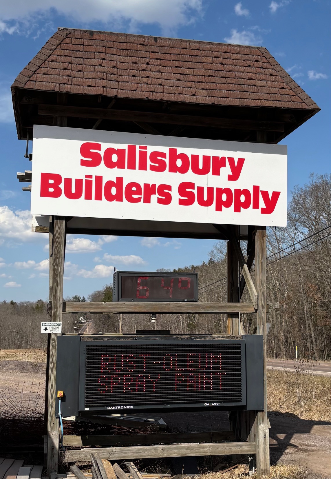 Roadside sign for Salisbury Builders Supply